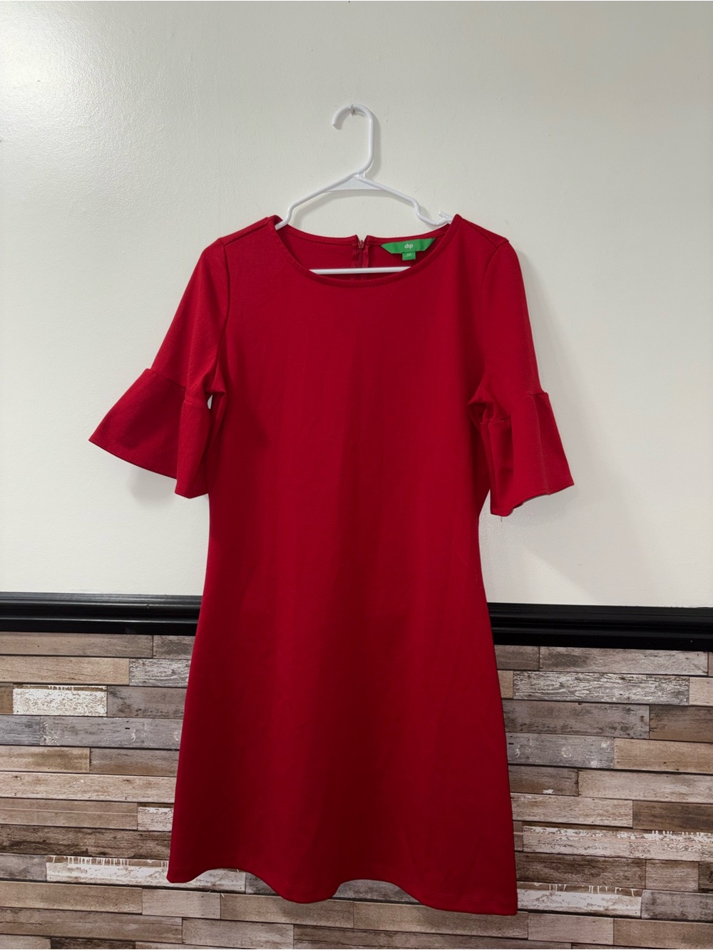 dip Red Ruffle Flare Sleeve Midi Dress Size XS